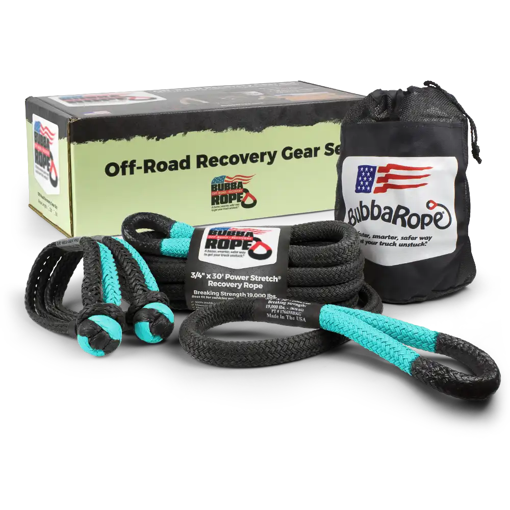 BubbaRope 1/2”X20’ 7400lbs Made in USA Kinetic Rope - Off-Road Jeep Recovery Kit - Bubba Rope